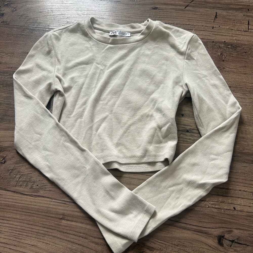 Zara Beige Long Sleeve Top size small